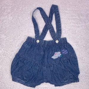 Vintage bunny bubble shortalls with straps 3/6m